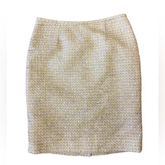 Vintage Calvin Klein Yellow Cream Tweed Pencil Skirt 2P - Picture 3 of 16